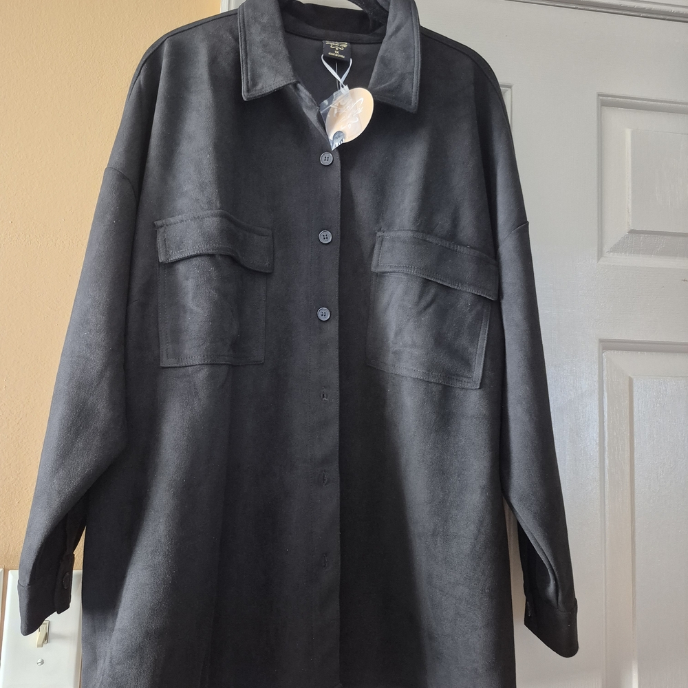 🆕Black Women's suede Cloth shirt/jacket - Picture 4 of 11